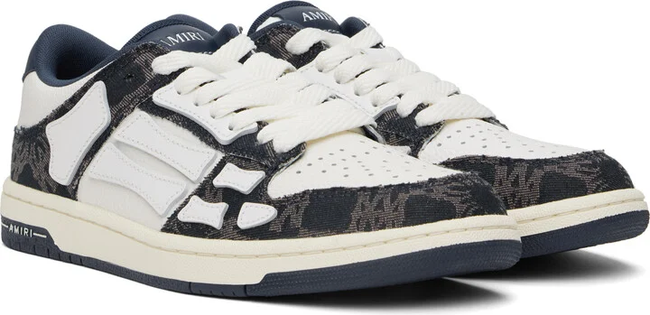 AMIRI Navy & White MA Quad Skel Top Low Sneakers - Image 4
