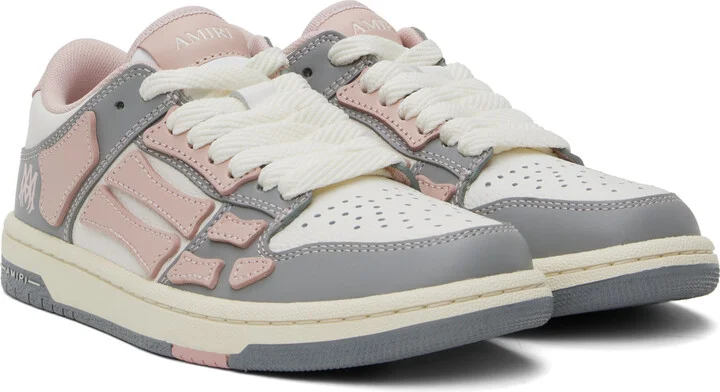 AMIRI Pink & Gray Varsity Skel Top Low Sneakers - Image 4