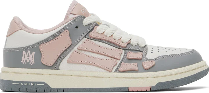 AMIRI Pink & Gray Varsity Skel Top Low Sneakers