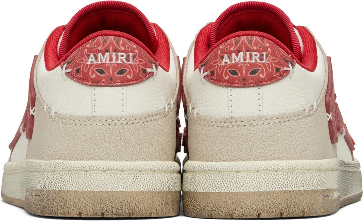 AMIRI Red & White Bandana Skel Top Low Sneakers - Image 2