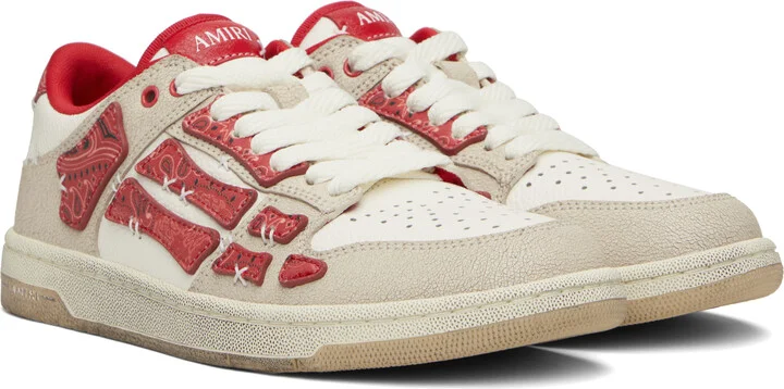 AMIRI Red & White Bandana Skel Top Low Sneakers - Image 4
