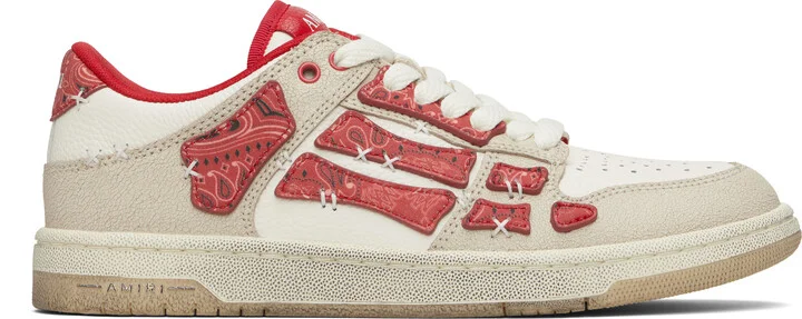 AMIRI Red & White Bandana Skel Top Low Sneakers