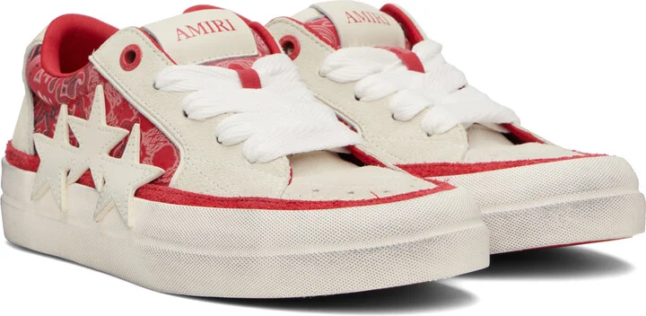 AMIRI Red & White Bandana Sunset Skate Sneakers - Image 4