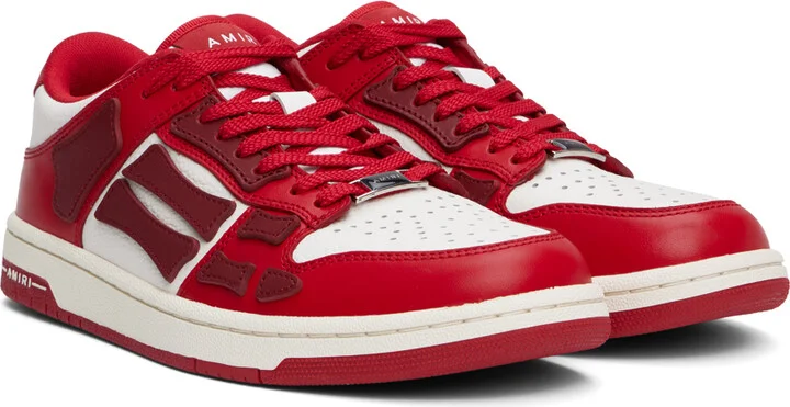 AMIRI Red & White Skel Top Low Sneakers - Image 4