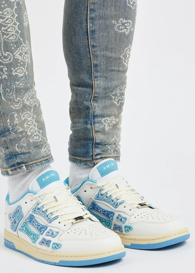 Amiri Skel Bandana-print Leather Low-top Sneakers - Image 5