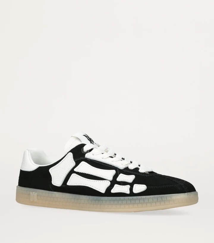 Amiri Suede Pacific Bones Low-Top Sneakers - Image 3
