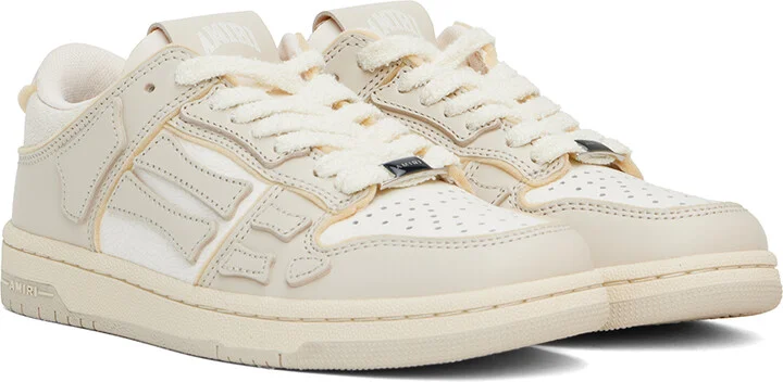 AMIRI Taupe & White Collegiate Skel Top Low Sneakers - Image 4