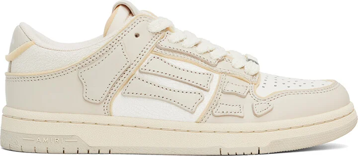 AMIRI Taupe & White Collegiate Skel Top Low Sneakers
