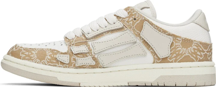 AMIRI White & Beige MA Quad Skel Low Top Sneakers - Image 3