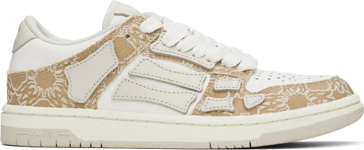AMIRI White & Beige MA Quad Skel Low Top Sneakers