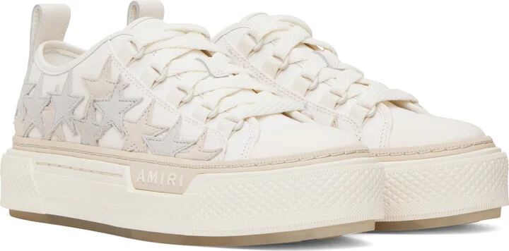 AMIRI White & Beige Stars Court Low Sneakers - Image 4