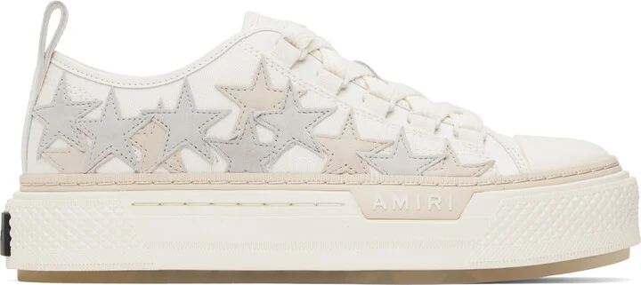 AMIRI White & Beige Stars Court Low Sneakers