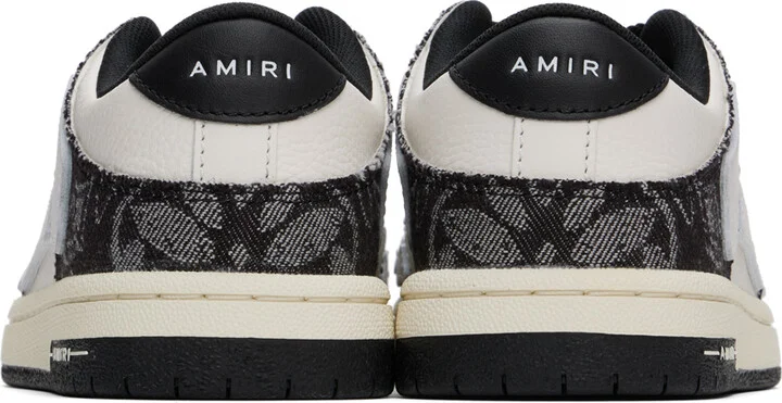 AMIRI White & Black Bandana Denim Skel Top Low Sneakers - Image 2