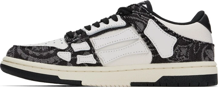 AMIRI White & Black Bandana Denim Skel Top Low Sneakers - Image 3