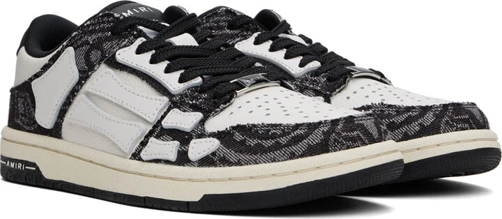 AMIRI White & Black Bandana Denim Skel Top Low Sneakers - Image 4