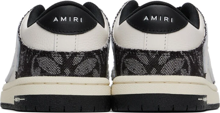 AMIRI White & Black Bandana Denim Skel Top Low Sneakers - Image 2