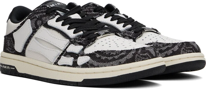 AMIRI White & Black Bandana Denim Skel Top Low Sneakers - Image 4