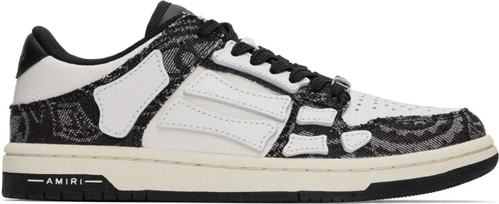 AMIRI White & Black Bandana Denim Skel Top Low Sneakers