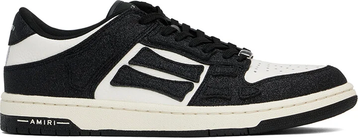 AMIRI White & Black Shimmer Skel Top Low Sneakers