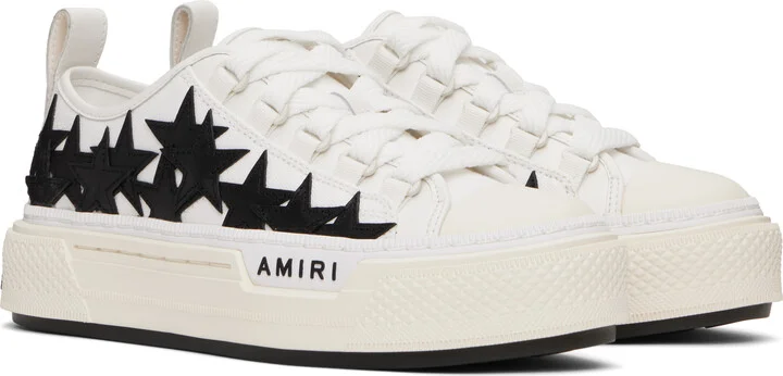 AMIRI White & Black Stars Court Low Sneakers - Image 4