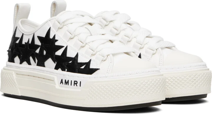 AMIRI White & Black Stars Court Low Sneakers - Image 4