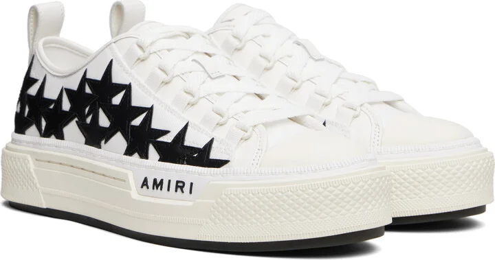 AMIRI White & Black Stars Court Low Sneakers - Image 4