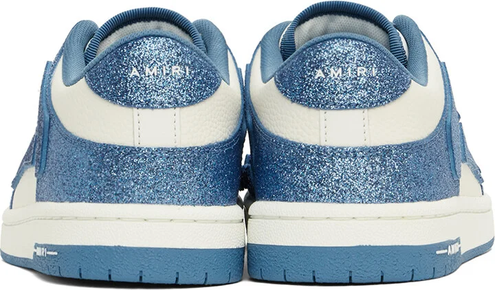 AMIRI White & Blue Shimmer Skel Top Low Sneakers - Image 2