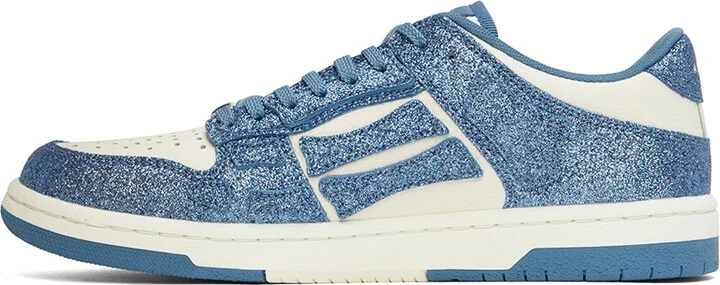 AMIRI White & Blue Shimmer Skel Top Low Sneakers - Image 3