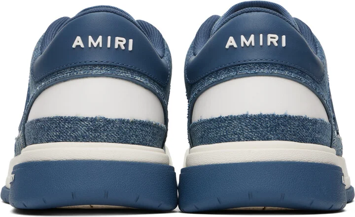 AMIRI White & Blue Vintage Denim Classic Low Sneakers - Image 2