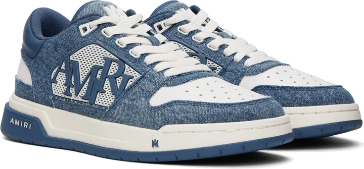 AMIRI White & Blue Vintage Denim Classic Low Sneakers - Image 4