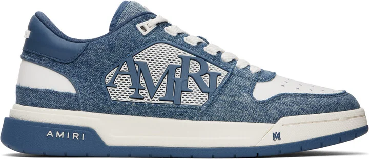 AMIRI White & Blue Vintage Denim Classic Low Sneakers