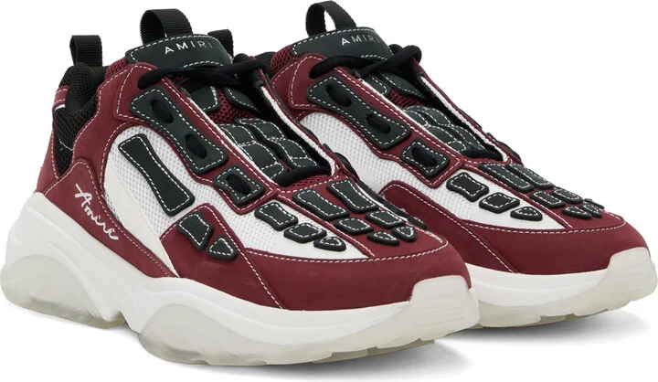 AMIRI White & Burgundy Bone Runner Sneakers - Image 4