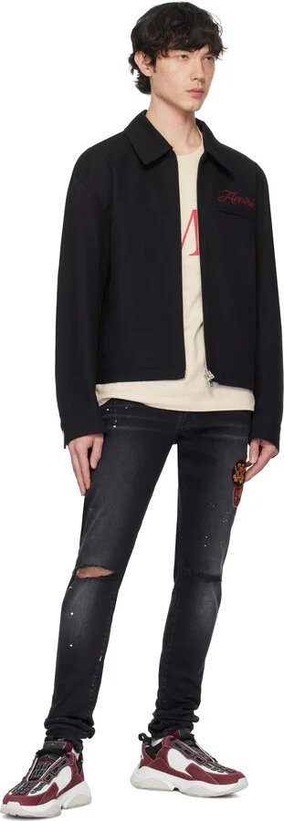 AMIRI White & Burgundy Bone Runner Sneakers - Image 5