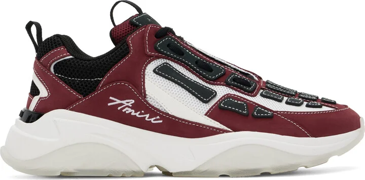 AMIRI White & Burgundy Bone Runner Sneakers