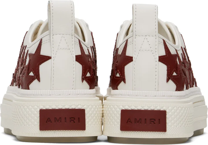AMIRI White & Burgundy Stars Court Low Sneakers - Image 2