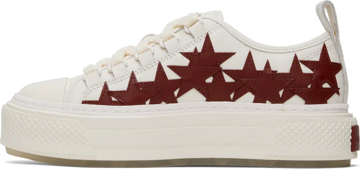 AMIRI White & Burgundy Stars Court Low Sneakers - Image 3