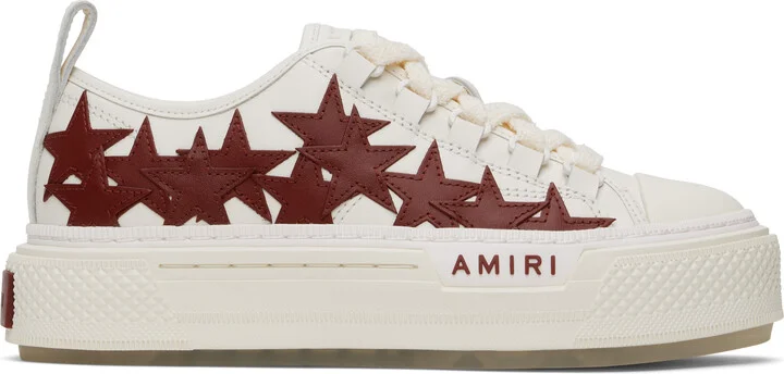 AMIRI White & Burgundy Stars Court Low Sneakers