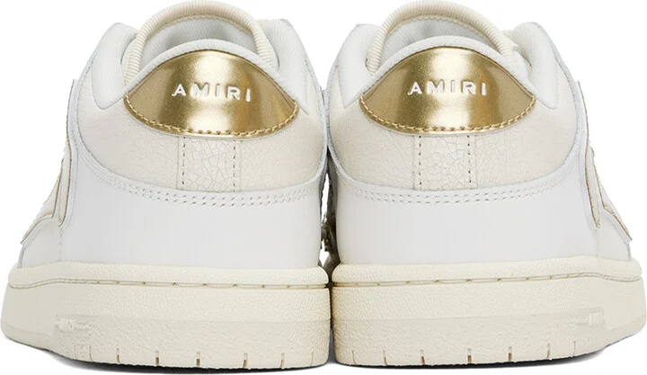 AMIRI White & Gold Metallic Skel Top Low Sneakers - Image 2