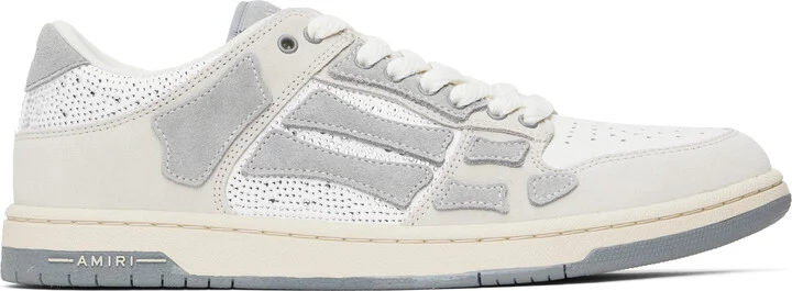 AMIRI White & Gray Crystal Skel-Top Low Sneakers