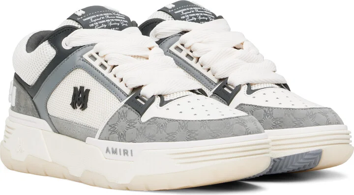 AMIRI White & Gray MA Quad Debossed Nubuck MA-1 Sneakers - Image 4