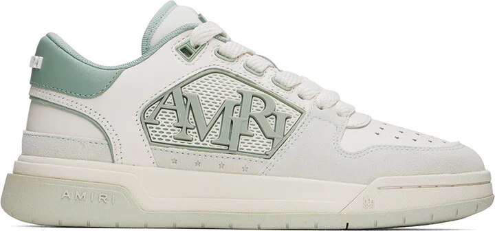 AMIRI White & Green Classic Low Sneakers