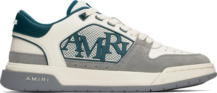 AMIRI White & Green Classic Low Sneakers