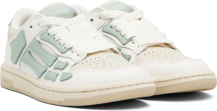 AMIRI White & Green Skel Top Low Sneakers - Image 4