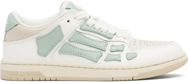 AMIRI White & Green Skel Top Low Sneakers