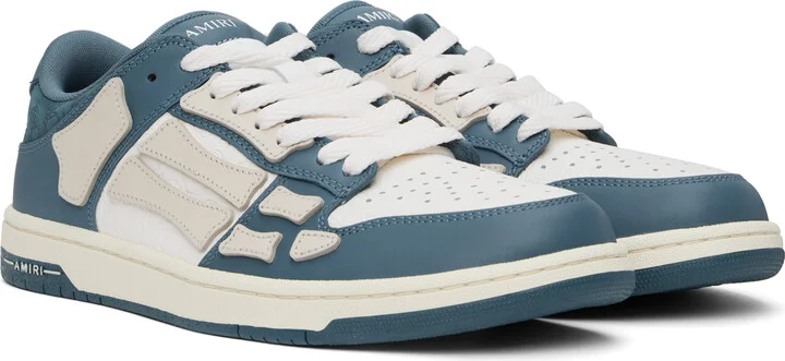 AMIRI White & Navy Debossed MA Quad Skel Top Low Sneakers - Image 4