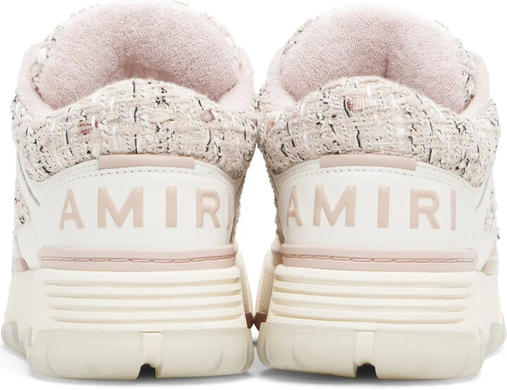 AMIRI White & Pink Bouclé MA-1 Sneakers - Image 2