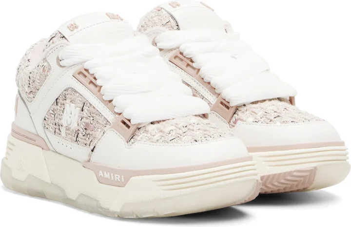 AMIRI White & Pink Bouclé MA-1 Sneakers - Image 4