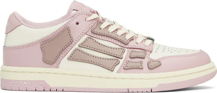 AMIRI White & Pink Skel Top Low Sneakers