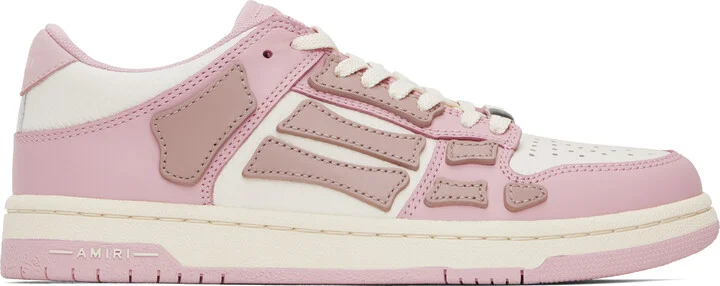 AMIRI White & Pink Skel-Top Low Sneakers