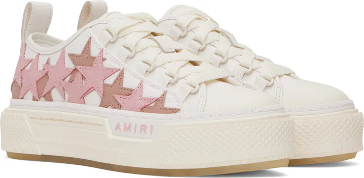 AMIRI White & Pink Stars Court Low Sneakers - Image 4